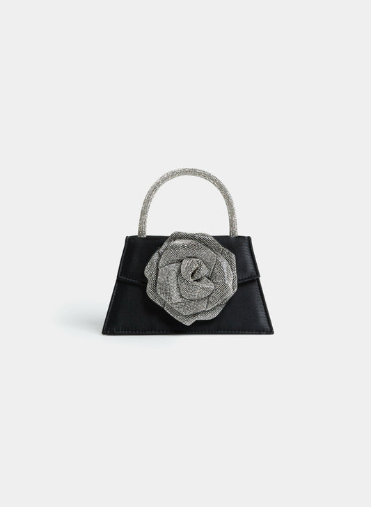 Women Embellished Rosette Clutch Black | Melanie Lyne