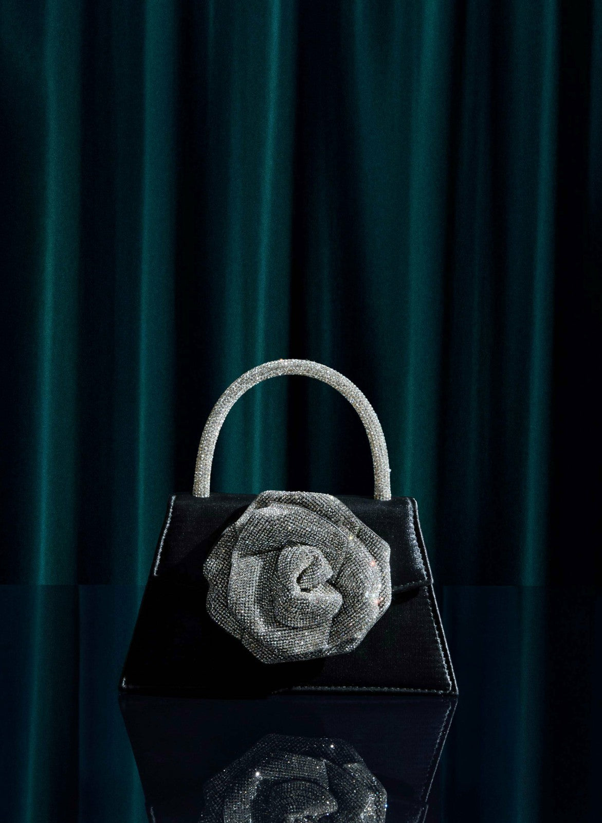 Women Embellished Rosette Clutch Black | Melanie Lyne