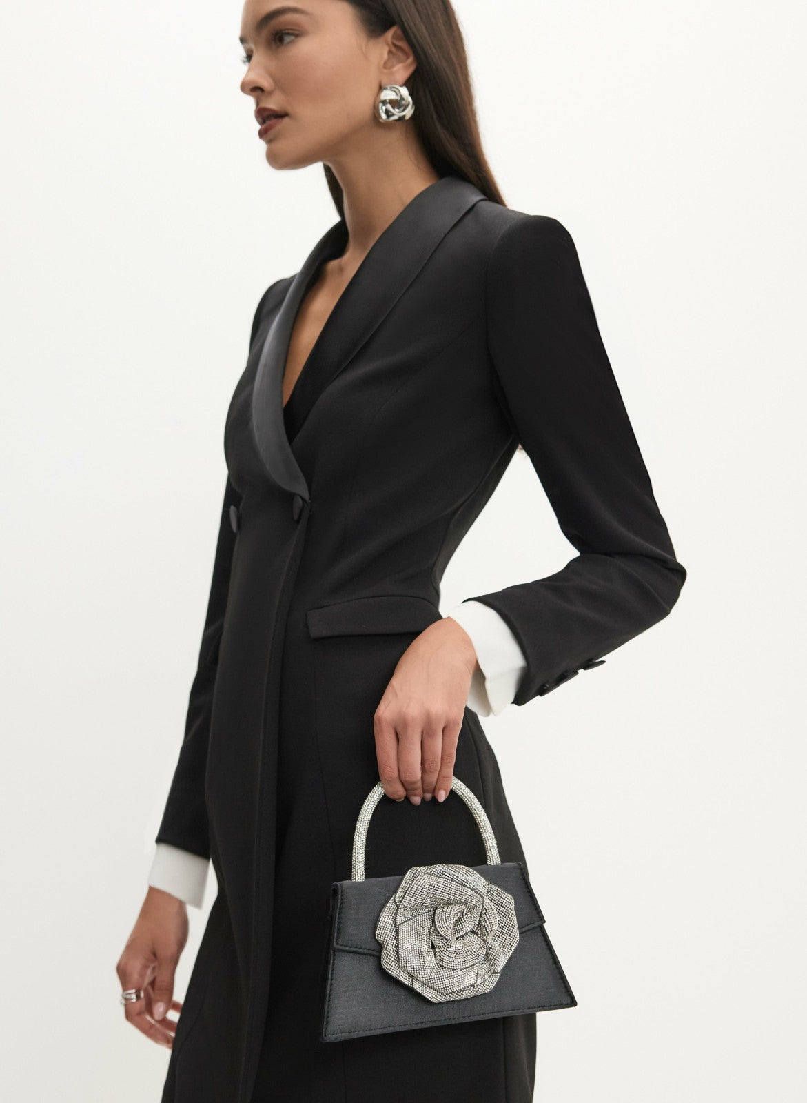 Women Embellished Rosette Clutch Black | Melanie Lyne