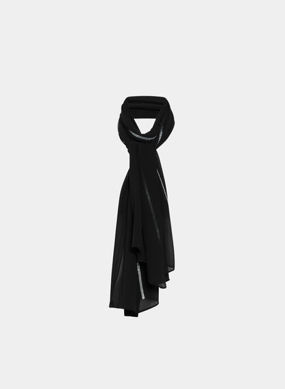 Women Striped Crystal Embellished Wrap Black | Melanie Lyne