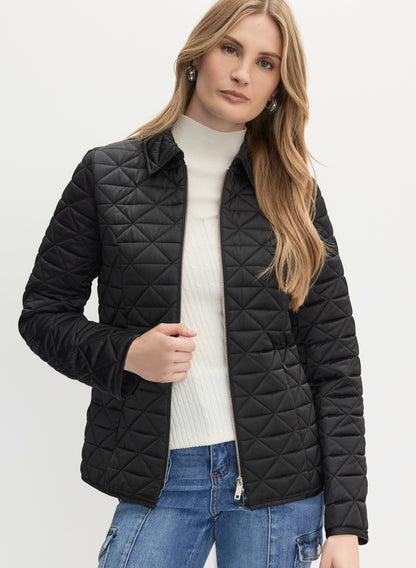 Women Belted Diamond Quilt Coat Black | Melanie Lyne
