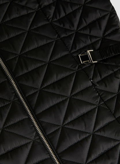 Women Belted Diamond Quilt Coat Black | Melanie Lyne