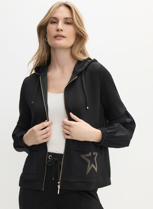 Women Star Detail Hooded Jacket Black | Melanie Lyne