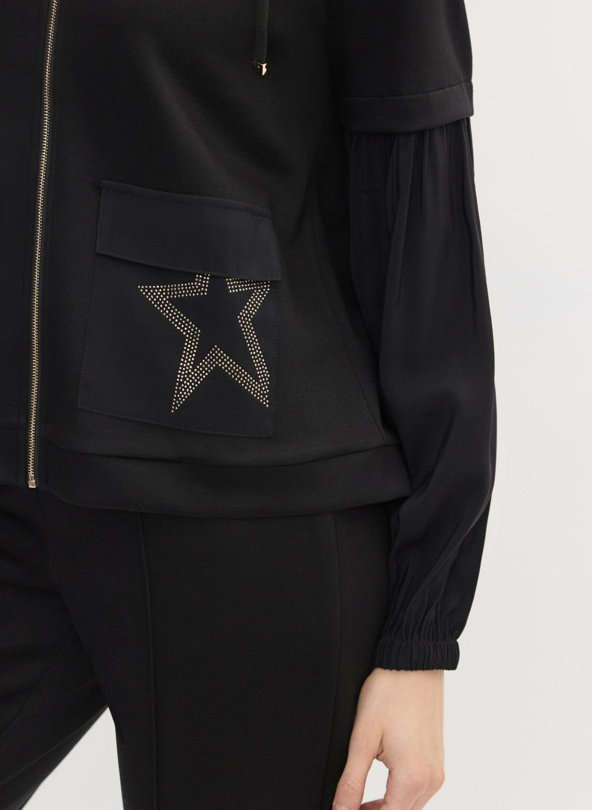 Women Star Detail Hooded Jacket Black | Melanie Lyne