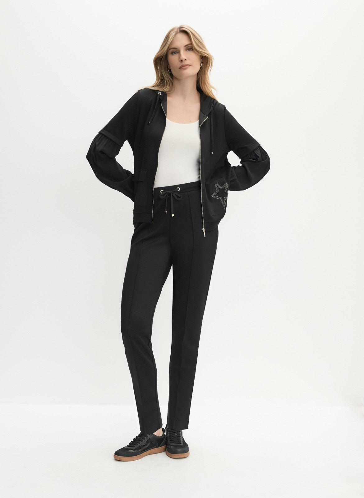 Women Star Detail Hooded Jacket Black | Melanie Lyne