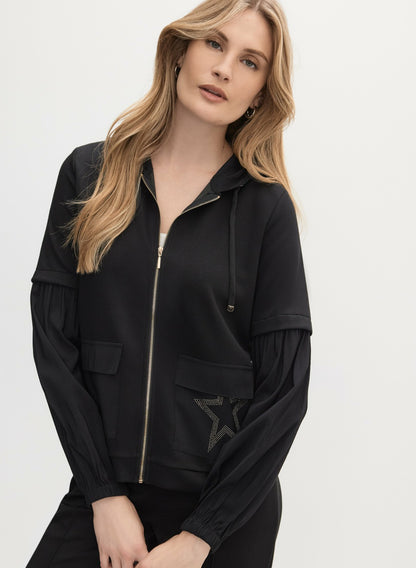 Women Star Detail Hooded Jacket Black | Melanie Lyne