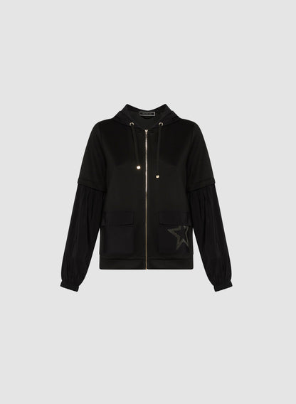Women Star Detail Hooded Jacket Black | Melanie Lyne