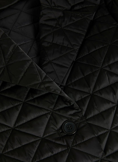 Women Notch Collar Diamond Quilt Coat Black | Melanie Lyne