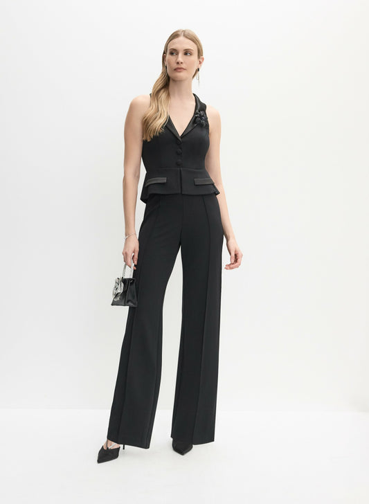 Women Adrianna Papell - Tuxedo Vest Jumpsuit Black | Melanie Lyne