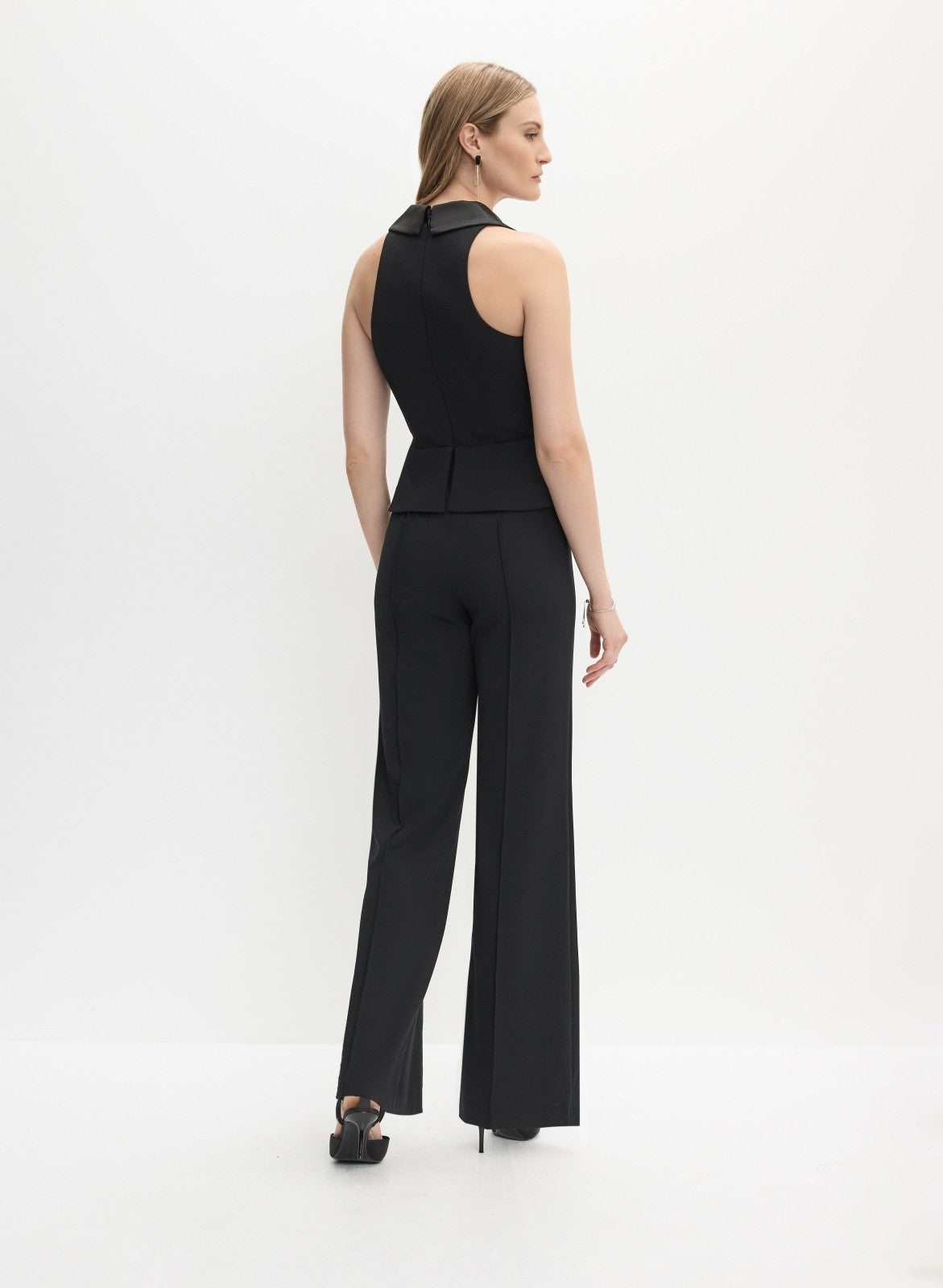 Women Adrianna Papell - Tuxedo Vest Jumpsuit Black | Melanie Lyne