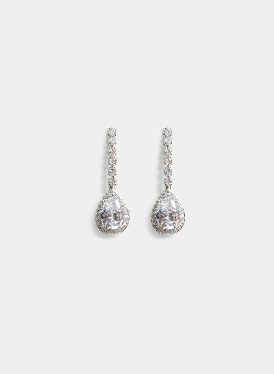 Women Stone Teardrop Earrings Silver | Melanie Lyne