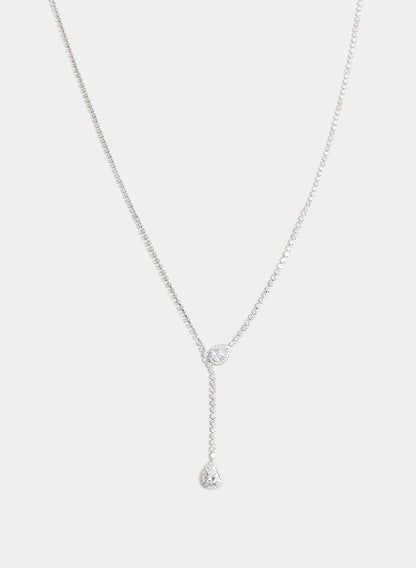 Women Stone Teardrop Necklace Silver | Melanie Lyne