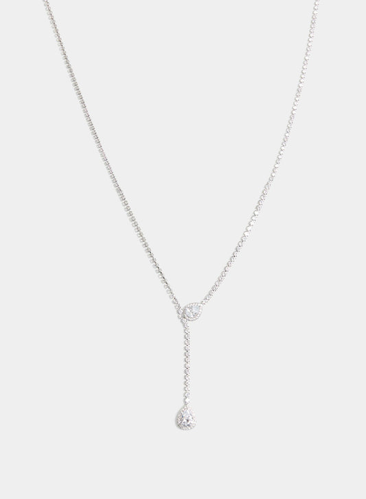 Women Stone Teardrop Necklace Silver | Melanie Lyne