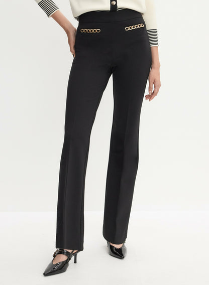 Women Chain Trim Bootcut Pants Black | Melanie Lyne