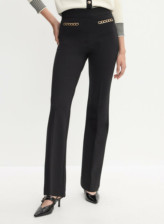 Women Chain Trim Bootcut Pants Black | Melanie Lyne