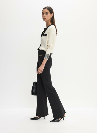 Women Chain Trim Bootcut Pants Black | Melanie Lyne