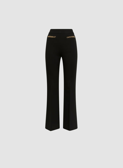 Women Chain Trim Bootcut Pants Black | Melanie Lyne