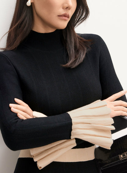Women Pleat Detail Sweater Dress Black | Melanie Lyne