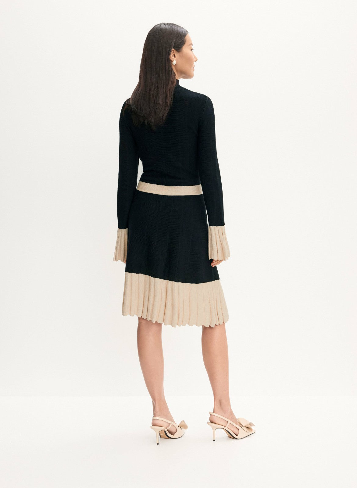 Women Pleat Detail Sweater Dress Black | Melanie Lyne