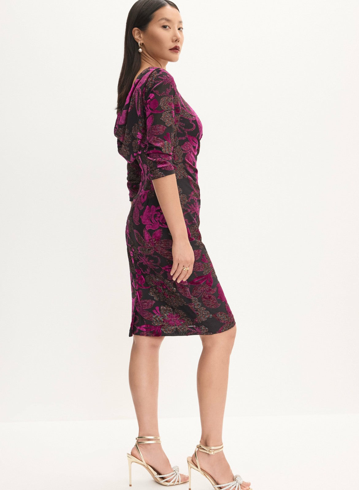 Women Floral Cowl Back Dress Black Pattern | Melanie Lyne
