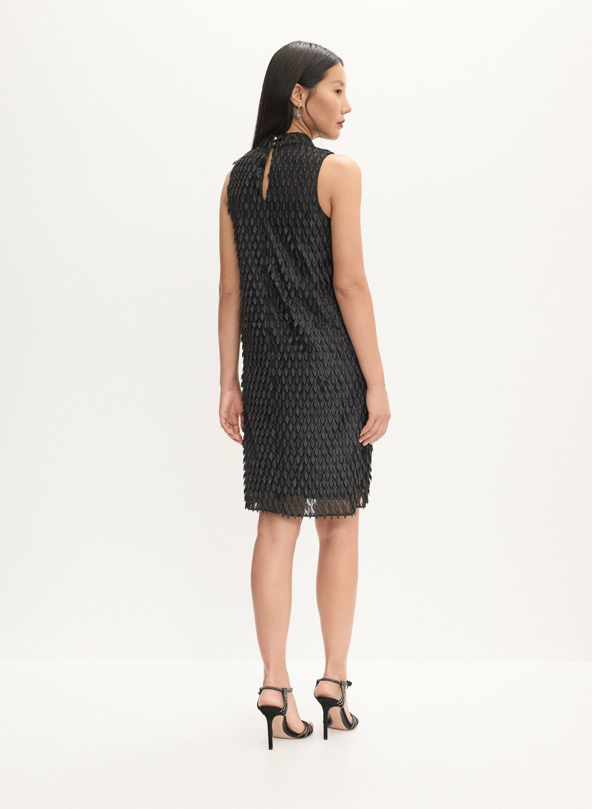Women Textured Lace Overlay Dress Black | Melanie Lyne