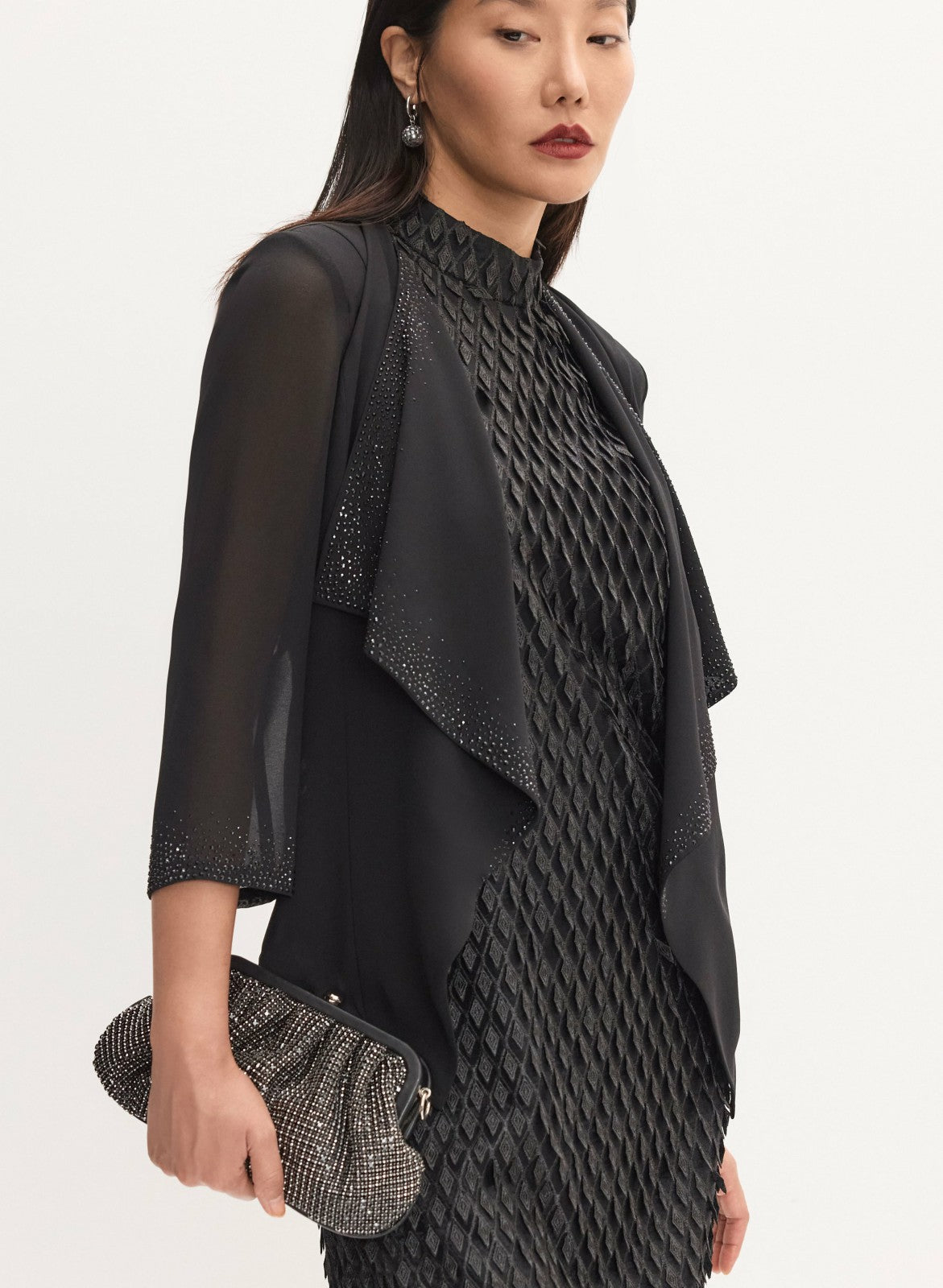 Women Stud Embellished Sheer Bolero Black | Melanie Lyne