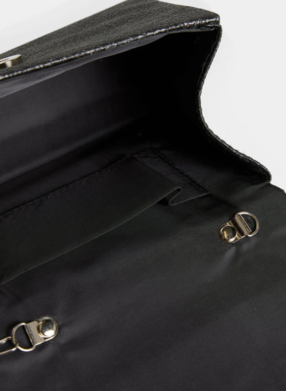 Women Irregular Top Handle Clutch Black | Melanie Lyne