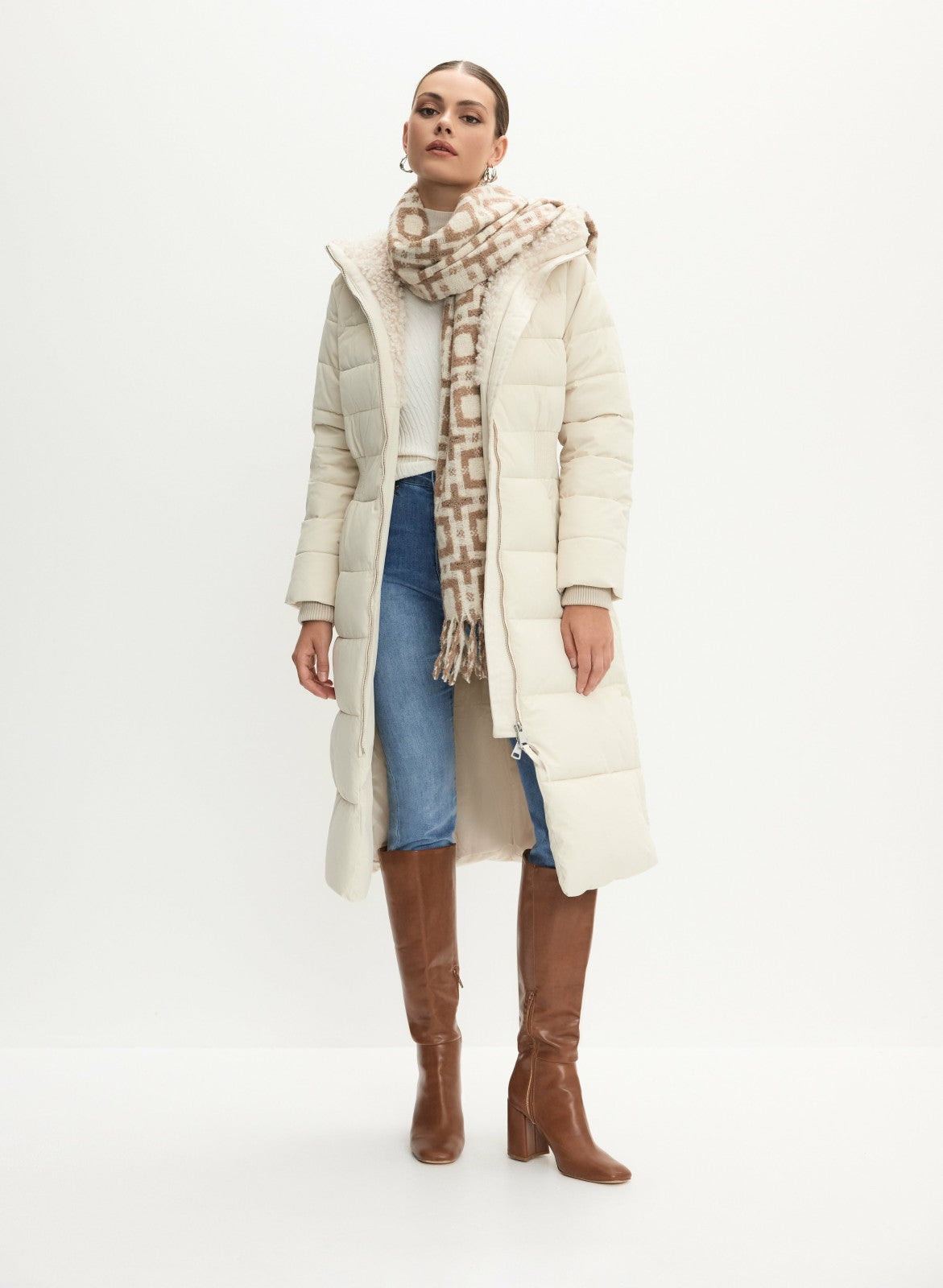 Women Quilted Puffer Coat Panna | Melanie Lyne