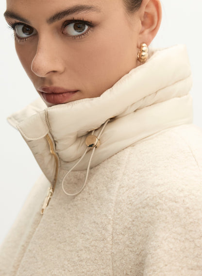 Women Mixed Puffer Wool-Blend Coat Oyster | Melanie Lyne