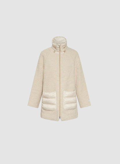 Women Mixed Puffer Wool-Blend Coat Oyster | Melanie Lyne