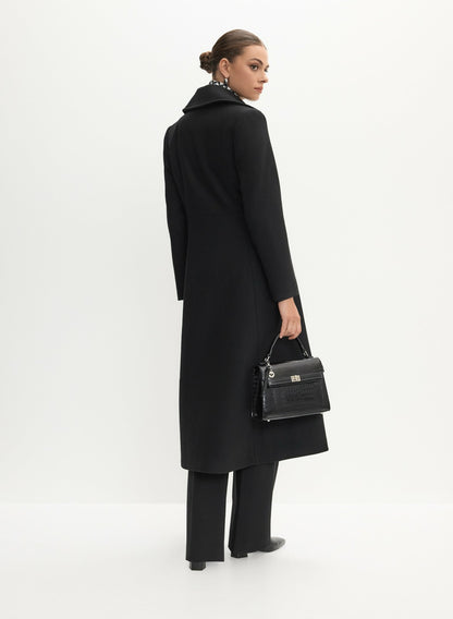 Women Double-Breasted Wool-Blend Coat Black | Melanie Lyne
