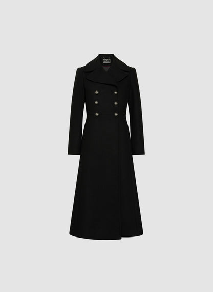 Women Double-Breasted Wool-Blend Coat Black | Melanie Lyne