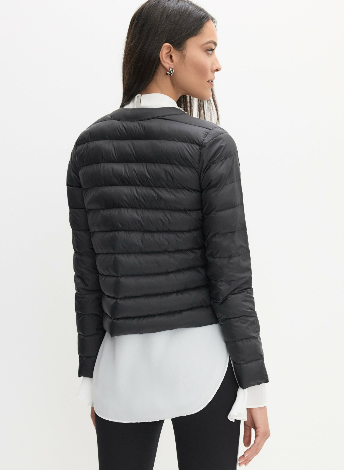 Women Embellished Collar Puffer Jacket Black | Melanie Lyne