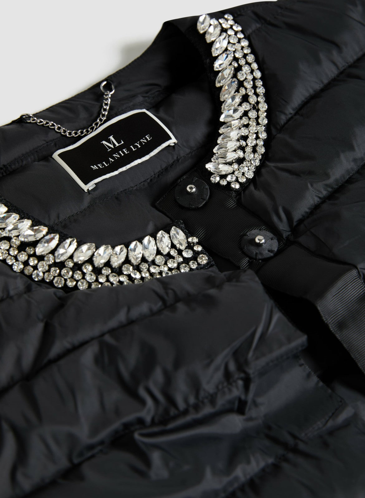 Women Embellished Collar Puffer Jacket Black | Melanie Lyne