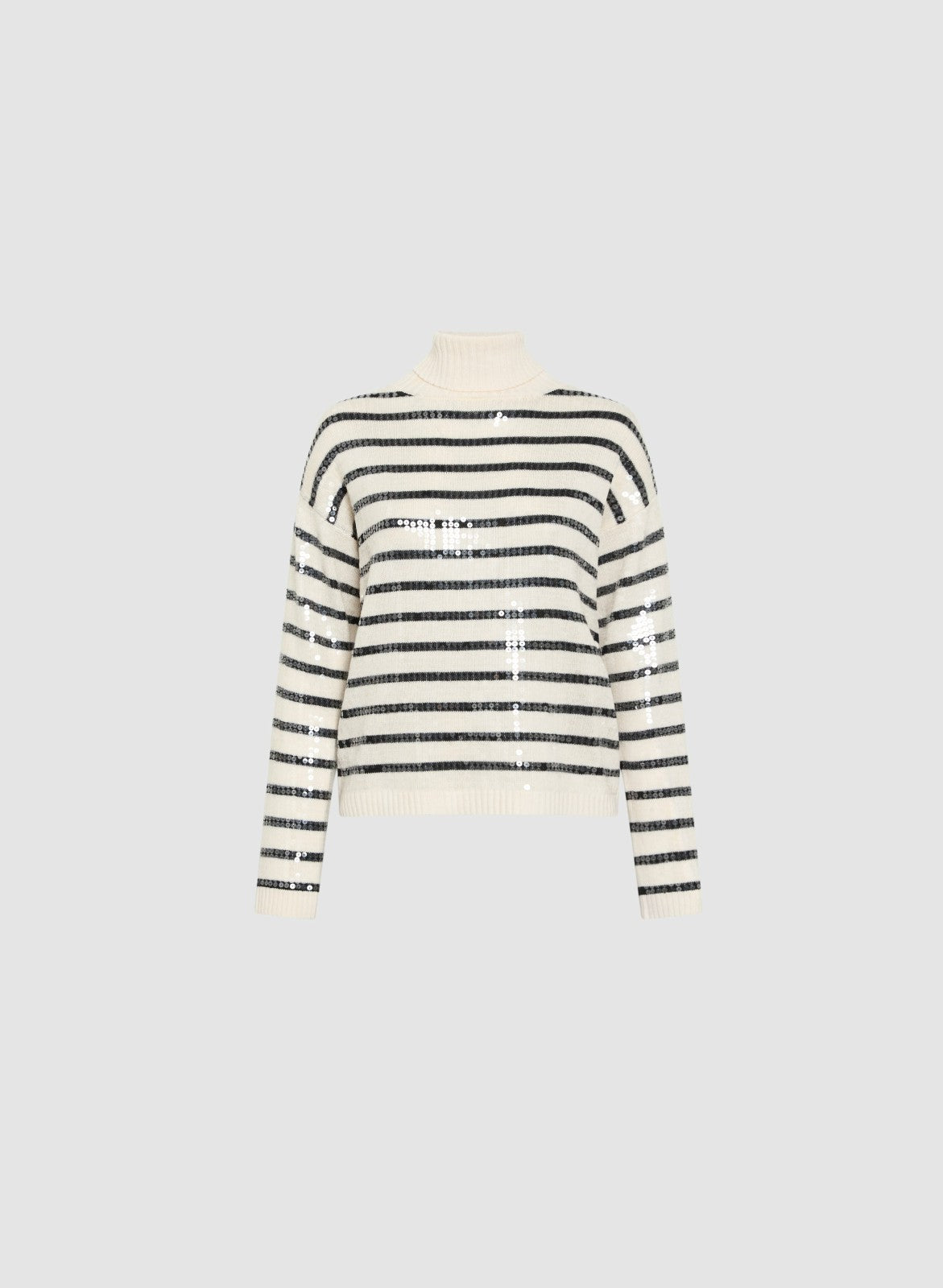 Women Striped Sequin Front Sweater Black & White | Melanie Lyne