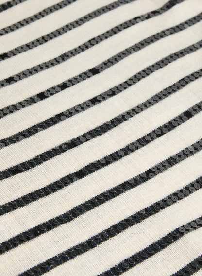 Women Striped Sequin Front Sweater Black & White | Melanie Lyne