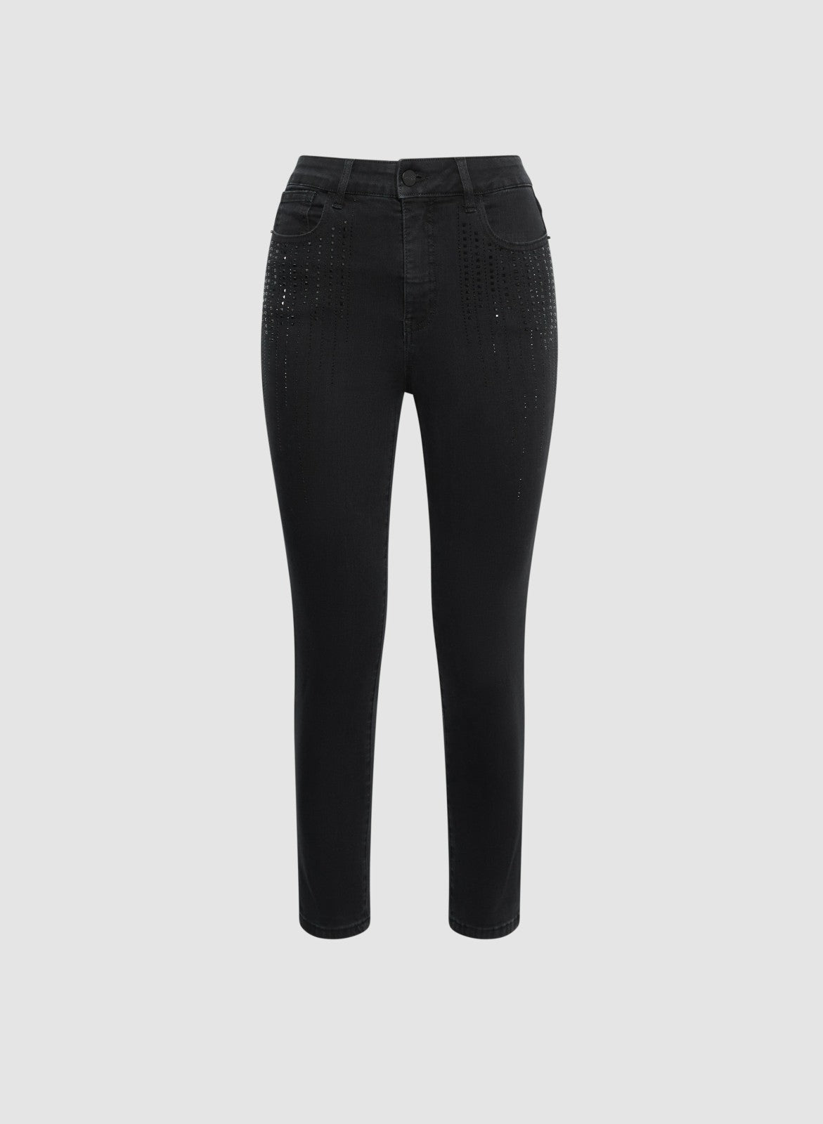 Women Stud Embellished Slim-Leg Jeans Black | Melanie Lyne