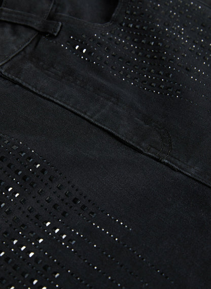 Women Stud Embellished Slim-Leg Jeans Black | Melanie Lyne