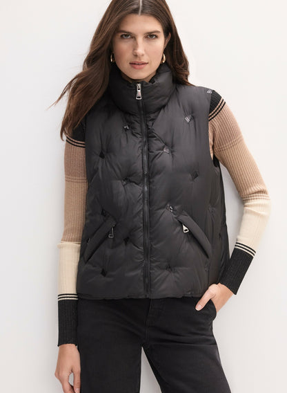 Women Sequin Detail Puffer Vest Black | Melanie Lyne