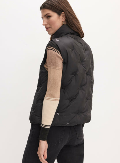 Women Sequin Detail Puffer Vest Black | Melanie Lyne