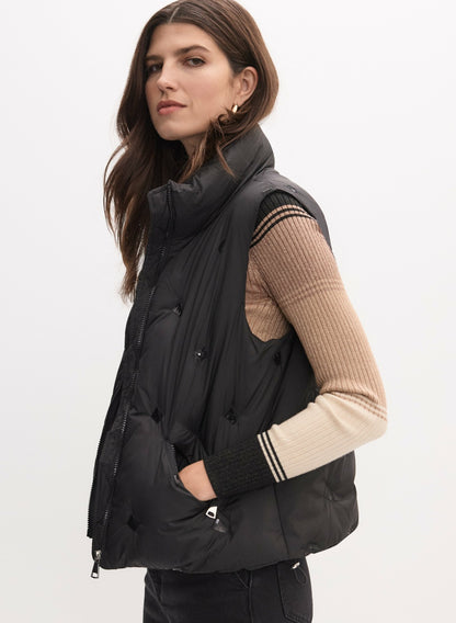 Women Sequin Detail Puffer Vest Black | Melanie Lyne
