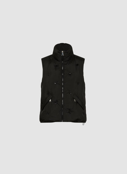 Women Sequin Detail Puffer Vest Black | Melanie Lyne