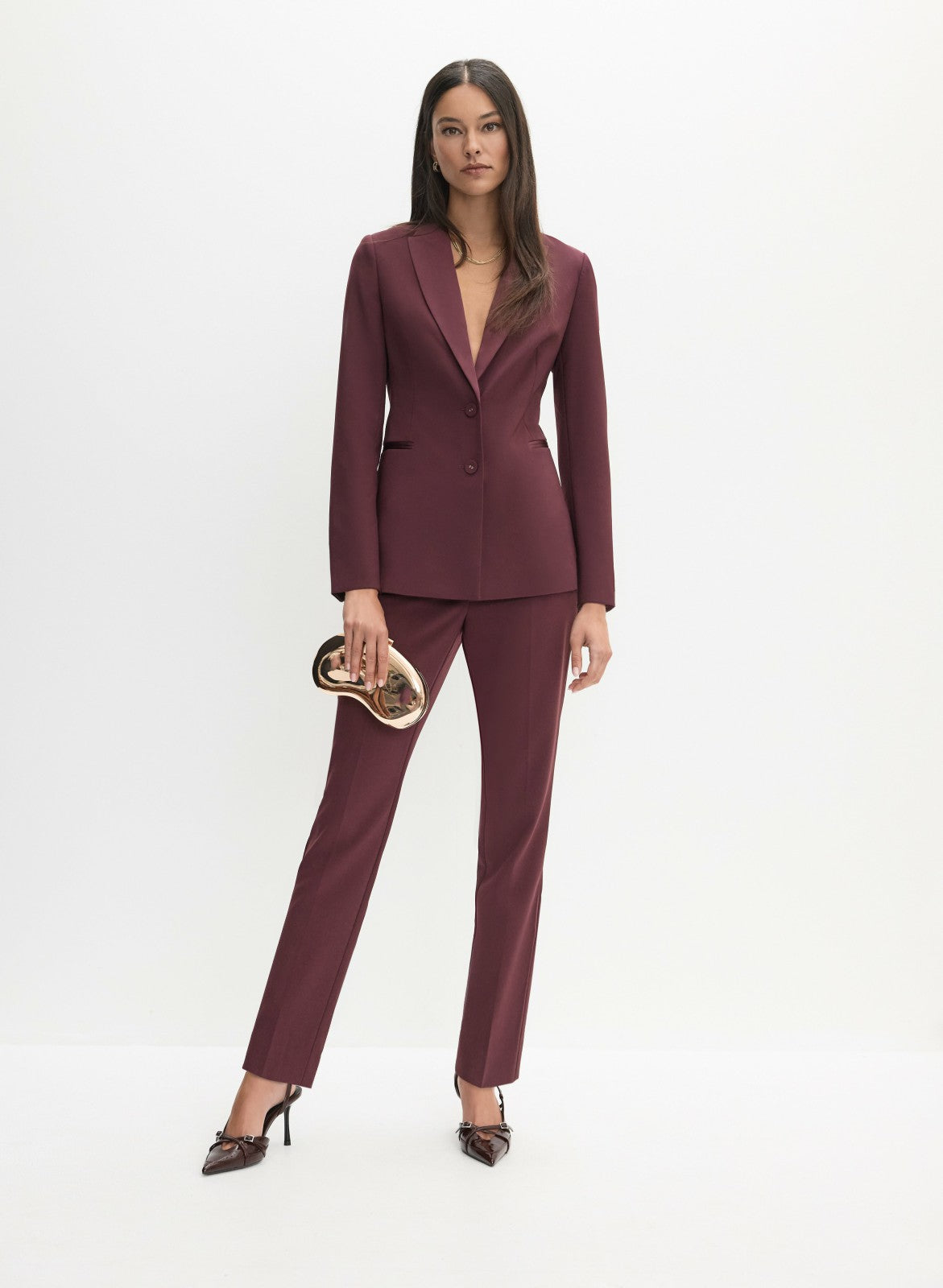 Women Juliette Straight-Leg Tuxedo Pants Cranberry | Melanie Lyne