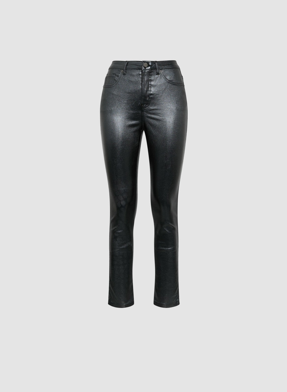 Women Coated Metallic Slim-Leg Jeans Black | Melanie Lyne