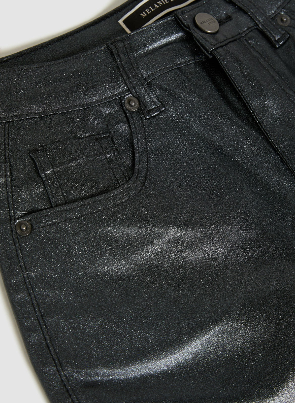 Women Coated Metallic Slim-Leg Jeans Black | Melanie Lyne