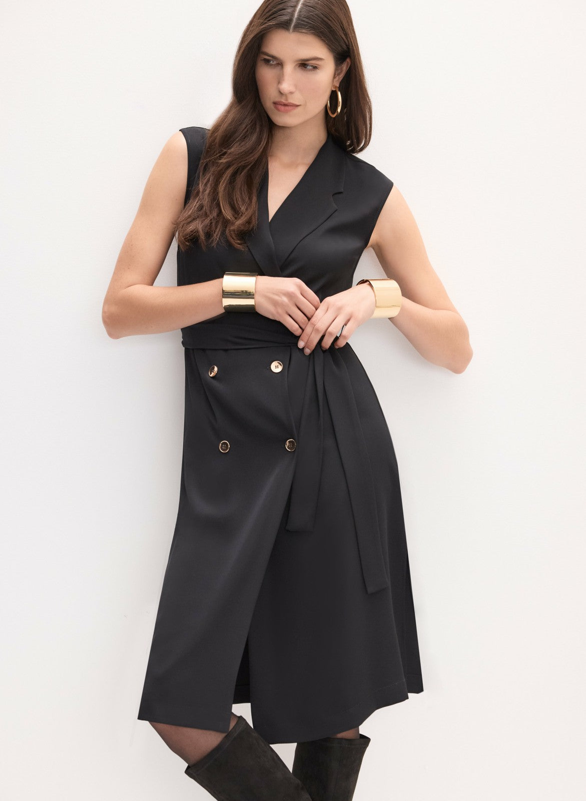 Women Joseph Ribkoff - Double-Breasted Sleeveless Dress Black | Melanie Lyne