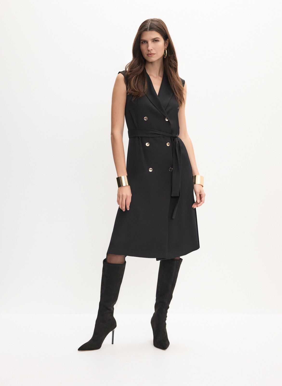 Women Joseph Ribkoff - Double-Breasted Sleeveless Dress Black | Melanie Lyne