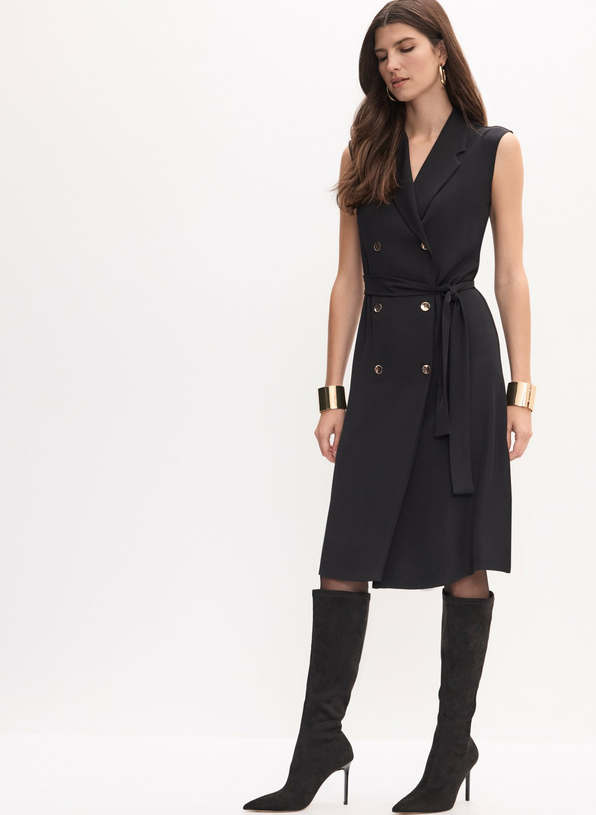 Women Joseph Ribkoff - Double-Breasted Sleeveless Dress Black | Melanie Lyne