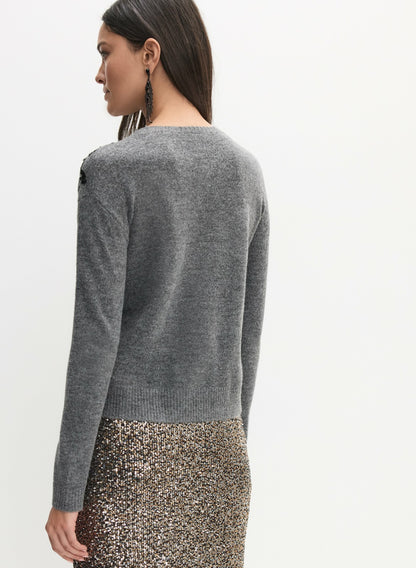 Women Sequin Embroidered Pullover Storm Mix | Melanie Lyne