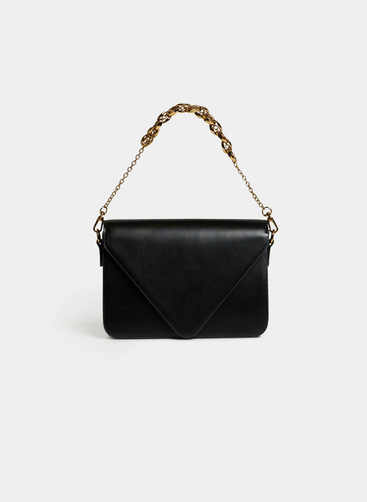 Women Vegan Leather Envelope Handbag Black | Melanie Lyne